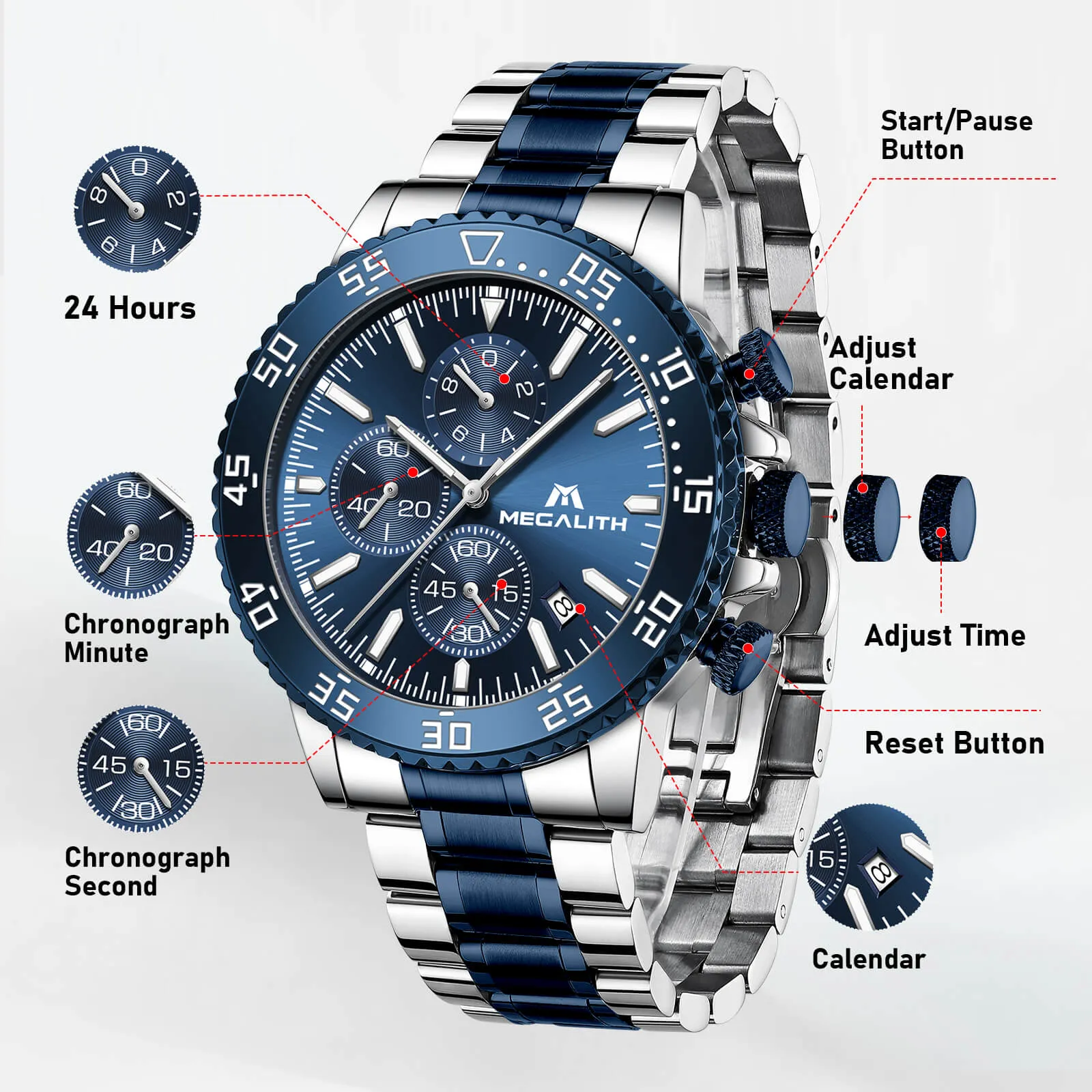 Chronograph Watch | Stainless Steel Band | 8259M