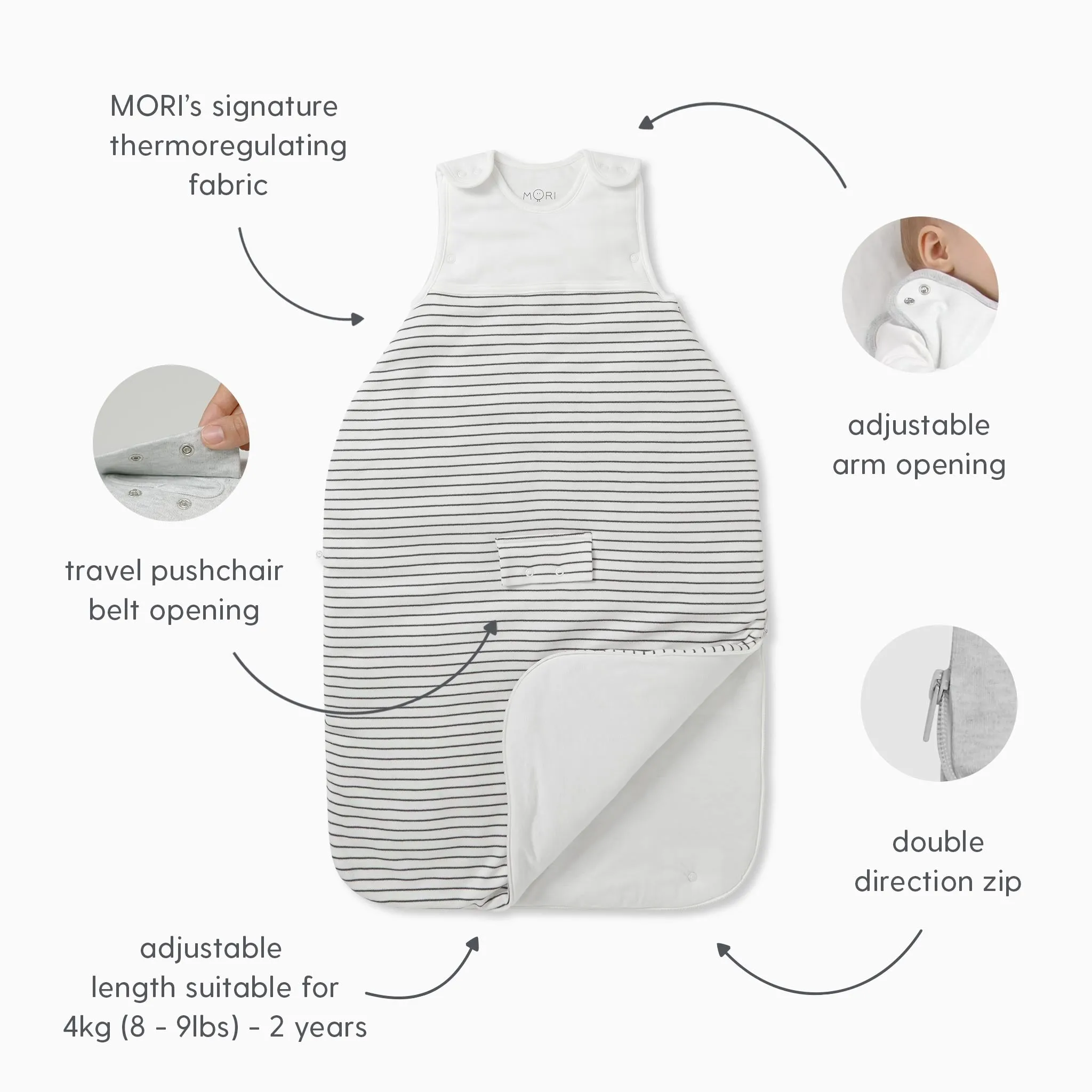Coral Stripe Clever Sleeping Bag 0.5 TOG