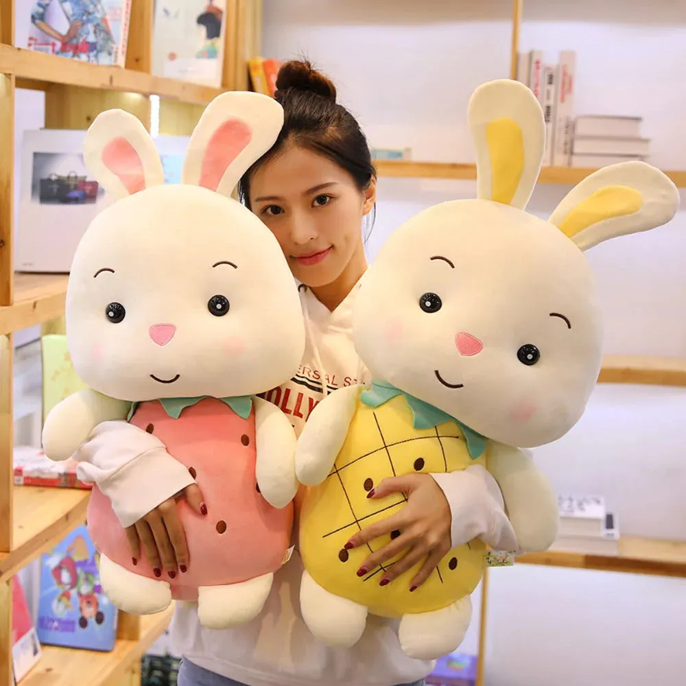Fruity White Kawaii Bunny Piggy Stuffed Animals Plushies