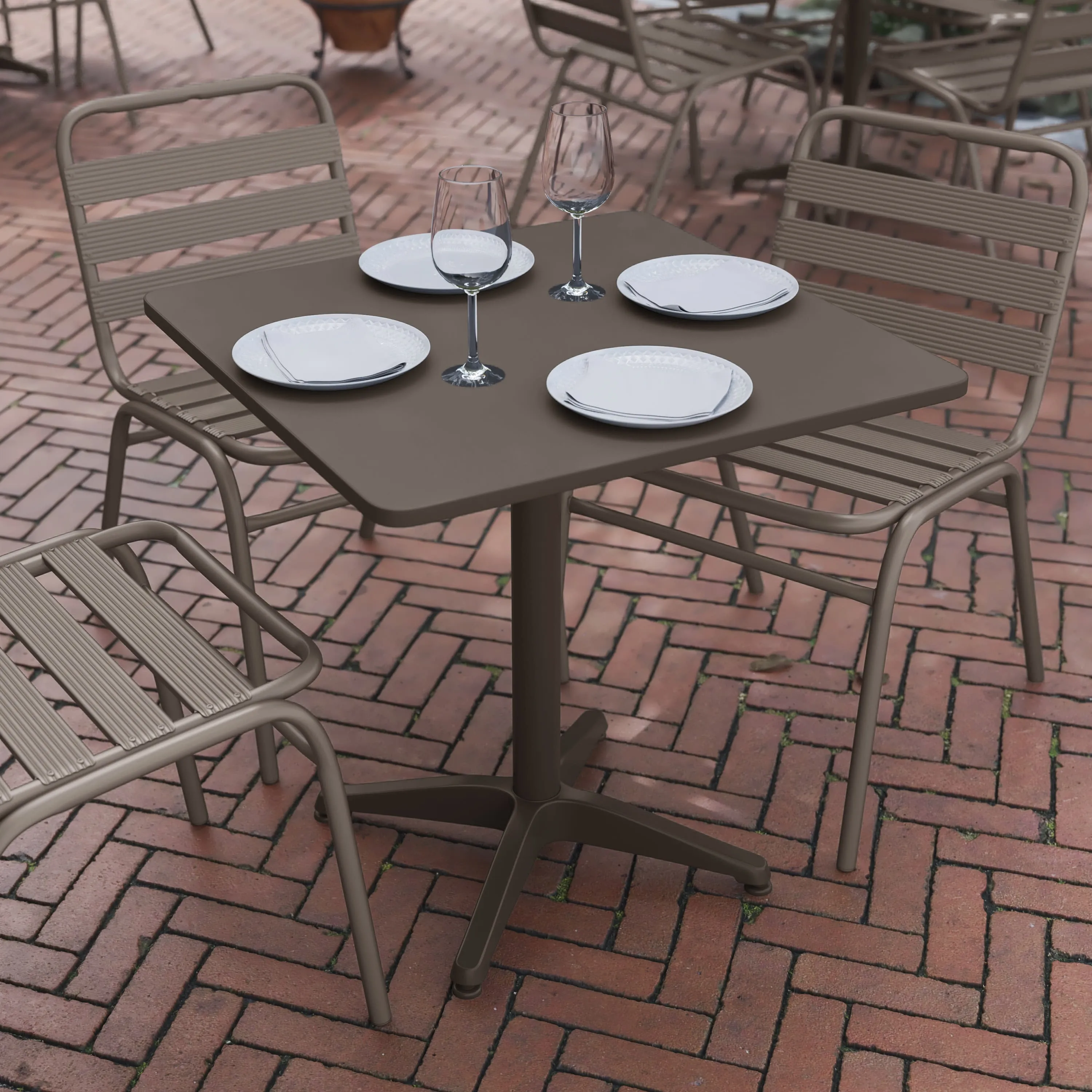 Mellie 27.5'' Square Aluminum Indoor-Outdoor Table with Base