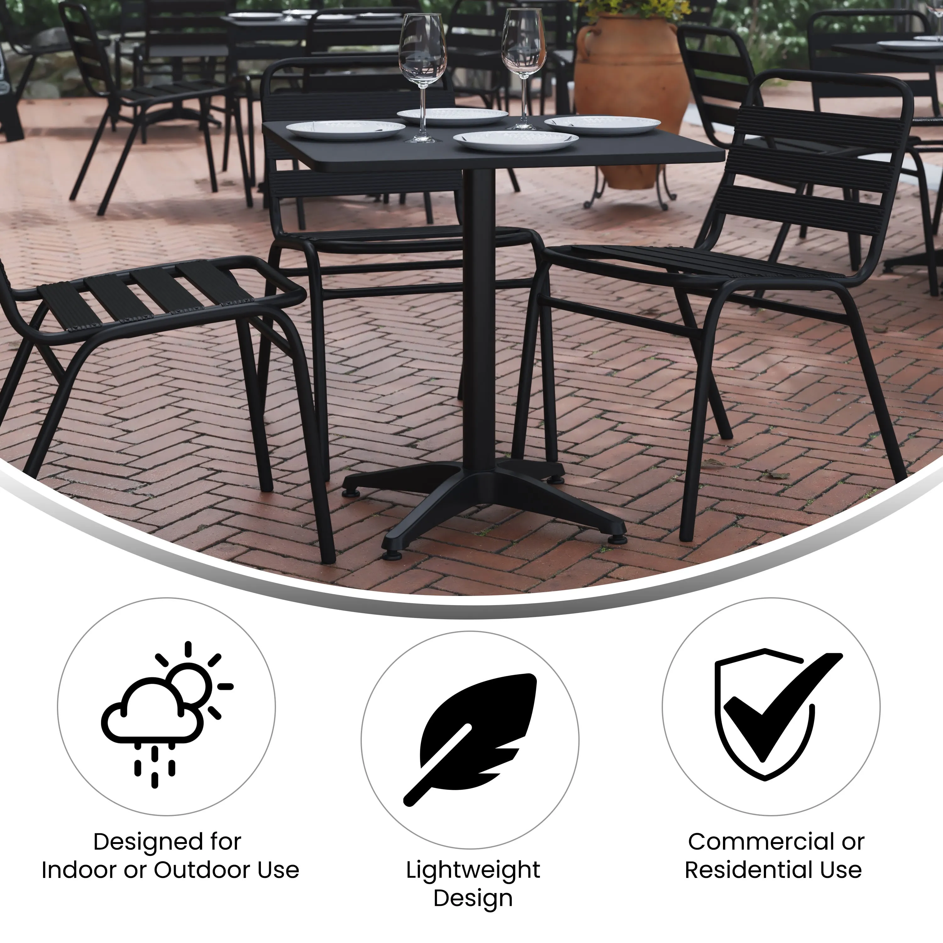 Mellie 27.5'' Square Aluminum Indoor-Outdoor Table with Base