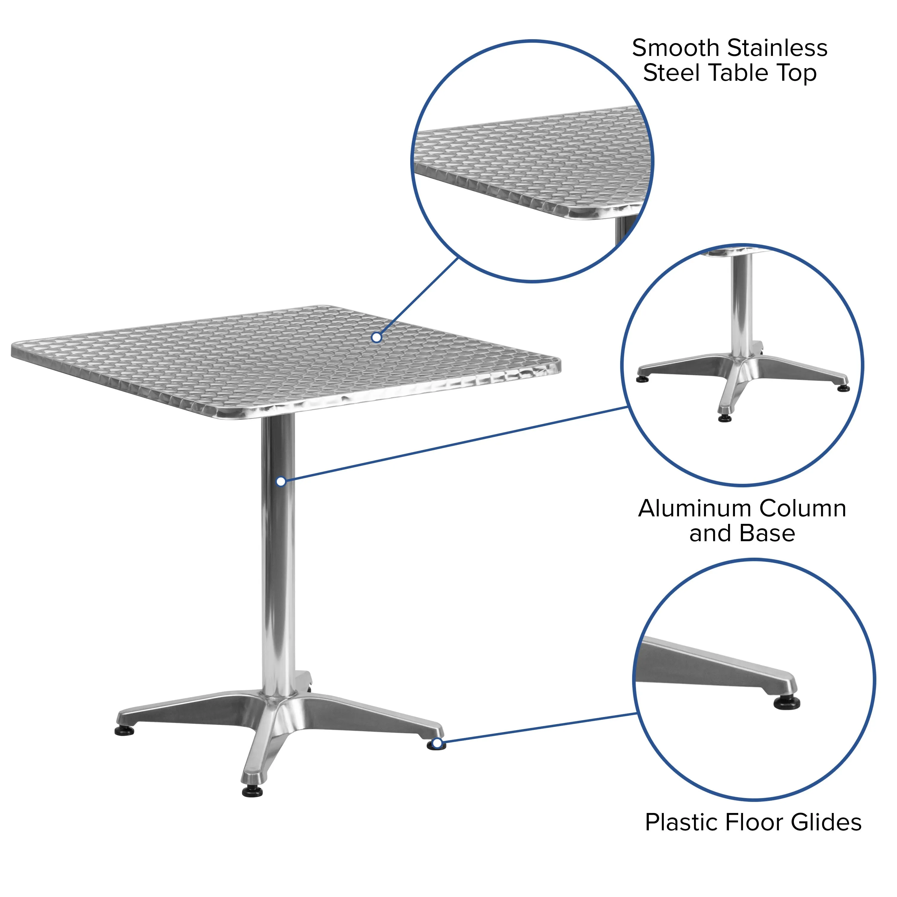 Mellie 27.5'' Square Aluminum Indoor-Outdoor Table with Base