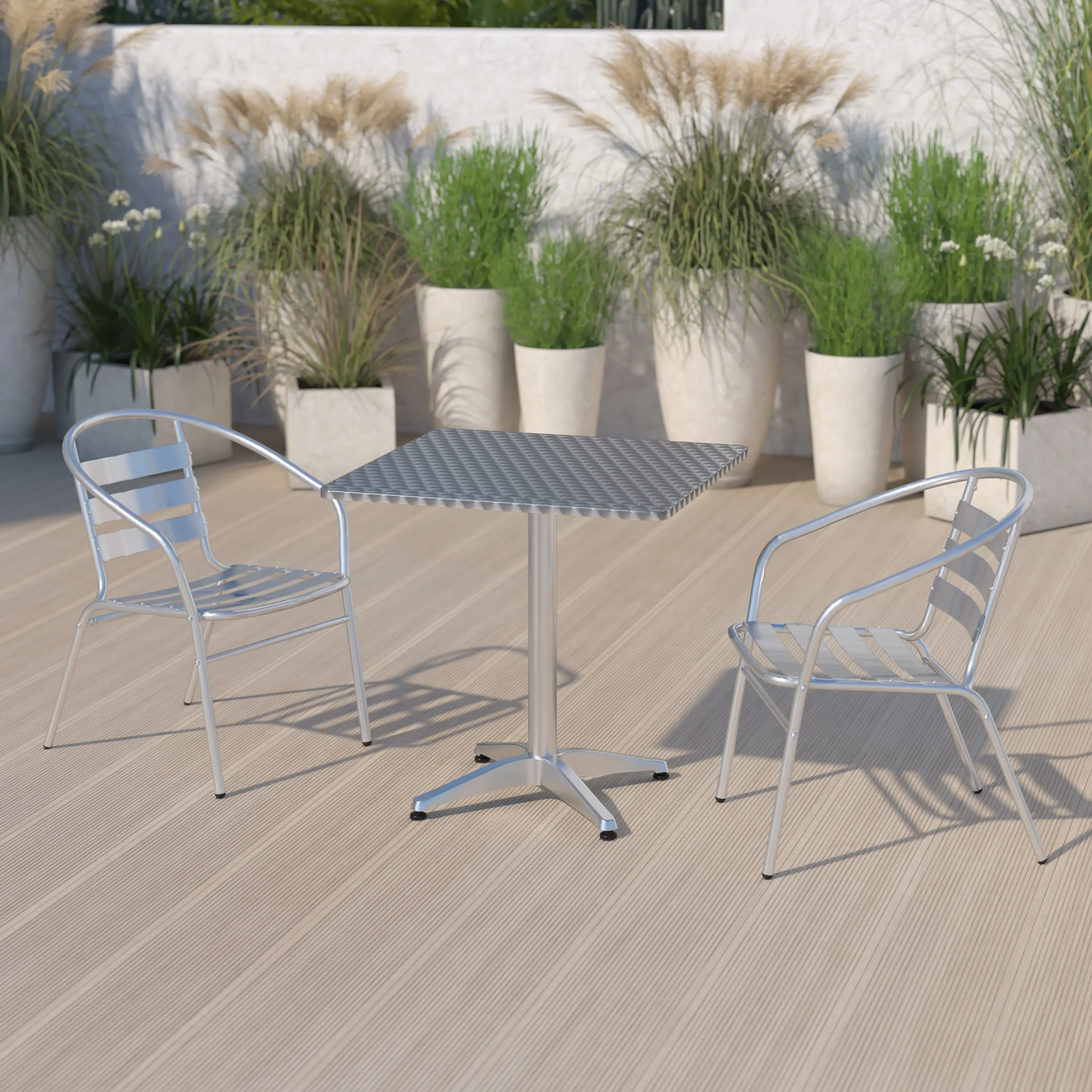 Mellie 27.5'' Square Aluminum Indoor-Outdoor Table with Base
