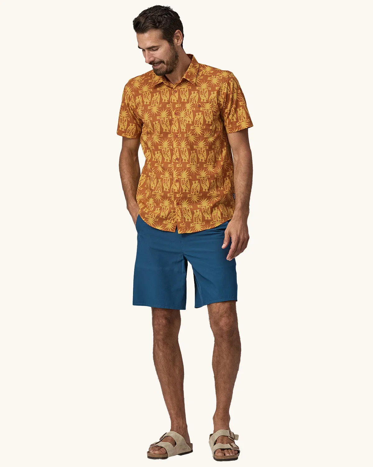 Patagonia Men's Go To Shirt - Cliffs & Waves / Conifer Green