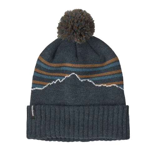 Patagonia Powder Town Beanie Fitz Roy Stripe Knit: Smolder Blue
