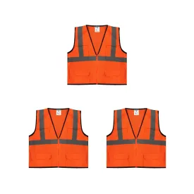 Safety Main 05EAMO Economy Vest, Class 2, All Mesh, Hi-Vis Orange, 3 Pack