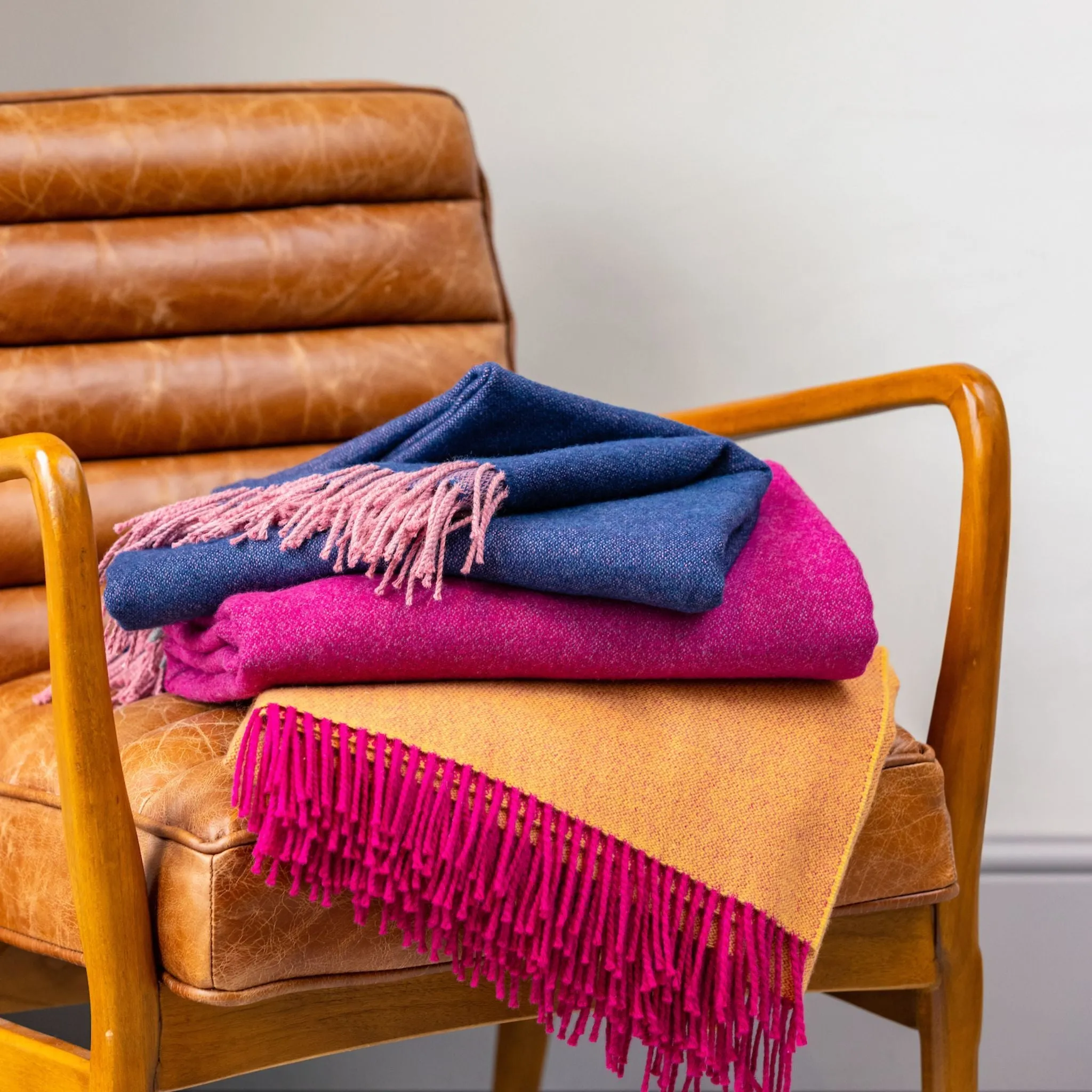 Ulster Weavers Merino Wool Throw - Cerise Pink/Grey (145cmx175cm)