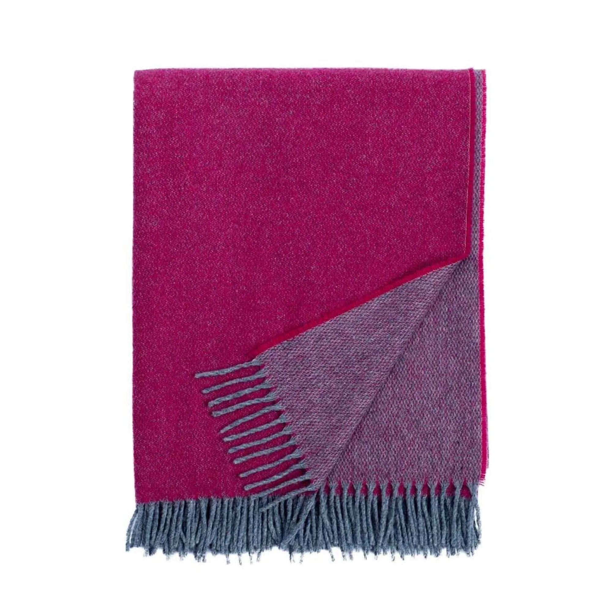 Ulster Weavers Merino Wool Throw - Cerise Pink/Grey (145cmx175cm)