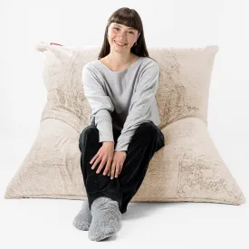 XL Pillow Beanbag - Fluffy Faux Fur Rabbit White