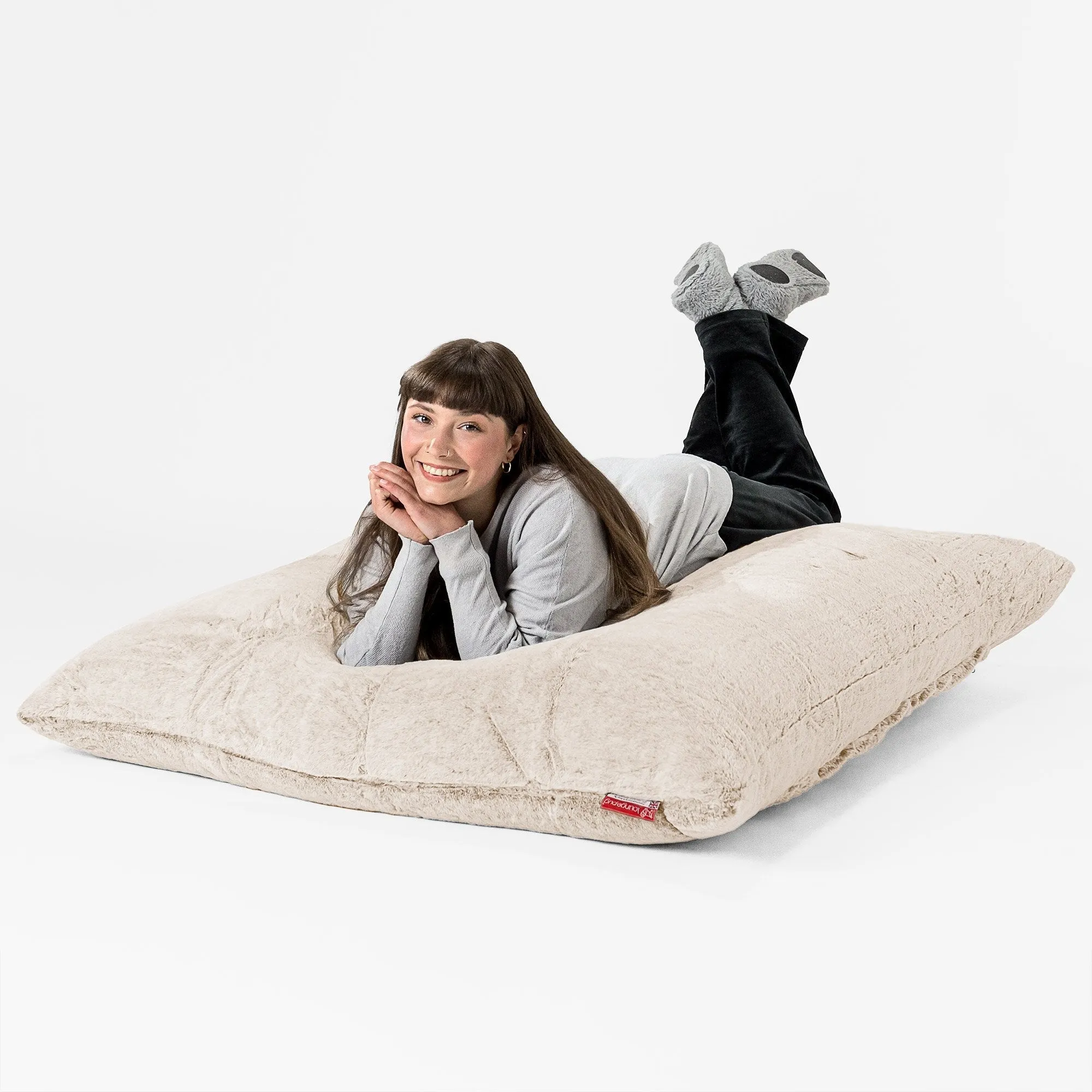 XL Pillow Beanbag - Fluffy Faux Fur Rabbit White